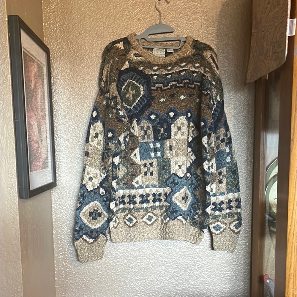 Northwest Geometric Pattern Sweater - Blue and Beige